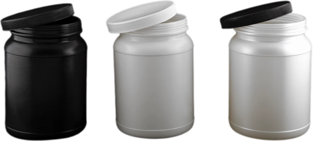 Protein powder containers made by Sangam Plastic Industries