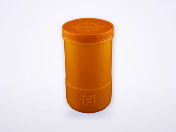 SPI 408 HDPE protein powder jar imprinted (orange) – HDPE container by Sangam Plastic Industries